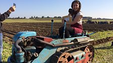 There was a task for Anna to earn the clue - having a go at ploughing!