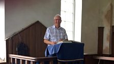 George Barkley in the Crea Hall pulpit