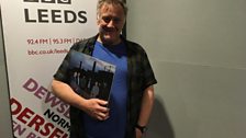 Steve Fairholme Otley Folk Festival organiser with his dusty piece of vinyl.