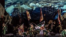 Simon Bailey as Kutuzov with the Welsh National Opera Chorus