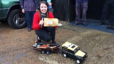 Anna successfully managed to control the vehicle over an obstacle to earn the clue!