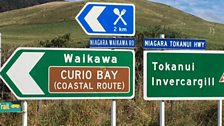 Curio Bay road sign, New Zealand