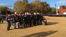 Blind veterans lined up ready to march