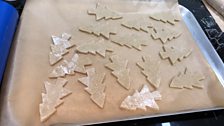 Ginger Bread Decorations going into the oven