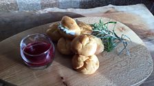 Gougeres with blue cheese mousse