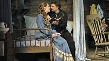 Eva-Maria Westbroek as Minnie and Jonas Kaufmann as Dick Johnson