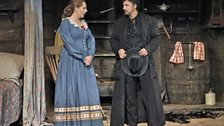 Eva-Maria Westbroek as Minnie and Jonas Kaufmann as Dick Johnson