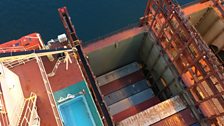 Swimming pool on deck for crew use during voyages