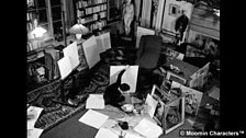 Tove Jansson painting in her studio in Helsinki