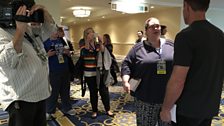 Waiting in line to speak to Paul Holes at CrimeCon