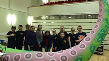 Julie with the cast of Return to the Forbidden Planet at the Memorial Hall in Dereham