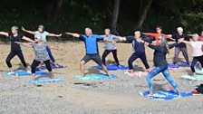 Stretching on the sand