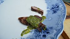 Lamb with mint sauce