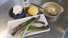 Asparagus, lemon, olive oil, ewes cheese, black pepper and honey