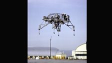 'The flying bedsted' lunar landing research vehicle in flight