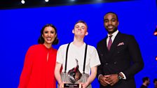 Winner Max Revell with presenters Anita Rani and Ore Oduba