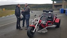 Arriving safely at Creg Ny Baa on the trike