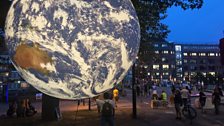 A mini Gaia intrigues the crowds at Bristol's Extinction Rebellion uprising in July 2019