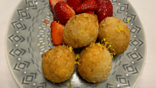 Sweet Coconut risotto balls with Strawberries