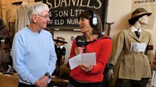 Julie chats to clue-holder Neil Haverson after finding the envelope (Photo by Wymondham Heritage Museum)