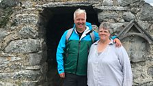 Derek with Pam Odam at St Tanwg’s, the ‘Church in the Sand’