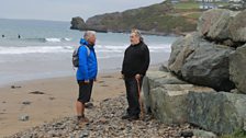 Derek with UFO spotter David Davies on Broad Haven beach