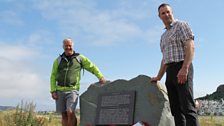 Derek with military historian Adrian Hughes at the Mulbury Harbours memorial