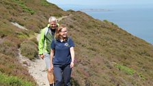 Derek on the Jubilee Path above Penmaenmawr with path ranger Sian Williams