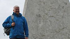 Derek next to one of the ‘White Ladies’ markers at Carmel Head