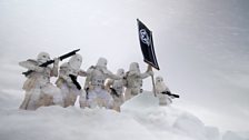 Stormtroopers raise the flag for the Visit Hoth fan event in Finse