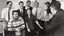 Editor Tim Bishop with some of the station's presenters