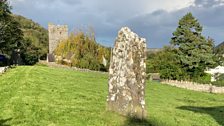 Standing stone in front of Llanrhidian church