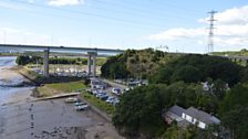 View of M4 and Briton Ferry marina from A48 bridge