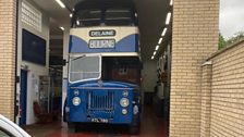 1956 bus in it's garage....