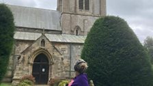 Rachel admiring the church....