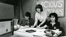 Preparing for an episode of Vicious Rumours in 1981 (Photo: UEA:TV)