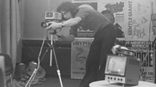 Nexus member Ed Goodridge sets up a camera in their studio in the mid-1970s (Photo: David Matthewson)