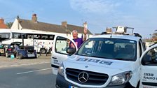 Driver Alan and Merlin in the Market Place....