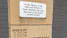 The dedication on the wall of the Memorial Hall.