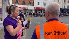 Rachel was welcomed by Simon at the Run for Life....