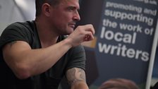 Poet, Matthew Rice, at a Book Week event in Central Library, Belfast (photo credit: Malachi O'Doherty)