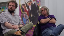 Poets, Scott McKendry and Damian Gorman, at a Book Week event in Central Library, Belfast (photo credit: Malachi O'Doherty)