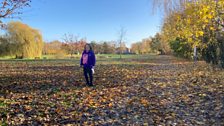 Amy couldn't resist kicking the leaves around!!  Just look at those Autumn colours...