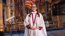 Ruby, the winner of Young Chorister of the Year 2021, with their Trophy