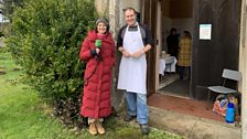 After earning her win, Julie heard more about the church and this month's snowdrop events from churchwarden Martin