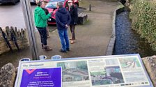 They were there to tell them all about Branston Sheepwash....the chat continued in front of the information board...