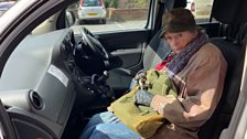 The Lady in the Van (Abby aka Miss Shepherd) in our van...Merlin...