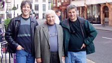 Bernstein and his sons, Peter (left) and Gregory (right), in London (1996)