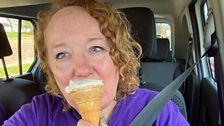 Time for Amy and Claire to get back on the road.....be careful with the ice cream Amy!!