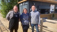 Dan, Fiona and Scott were ready to welcome the team to Mountain Abbey Parks Farm Shop...